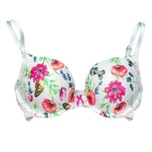 Victoria’s Secret Dream Angels Push-Up Floral Butterfly Rhinestone Lace Bra 34A
